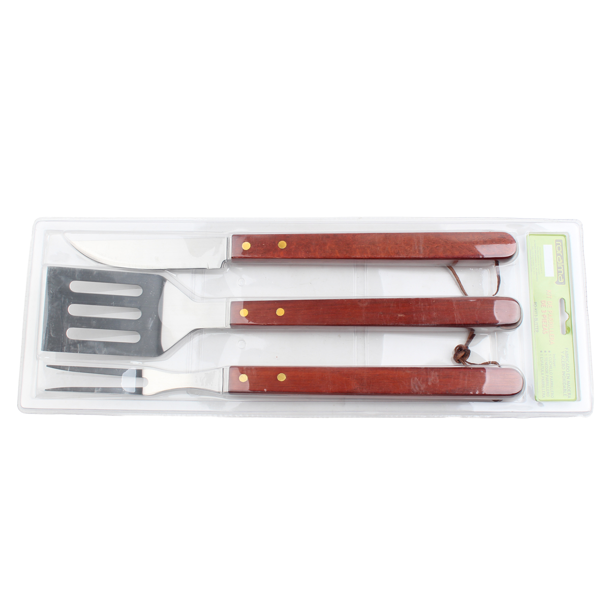 Triad of Wooden-handle BBQ Sets