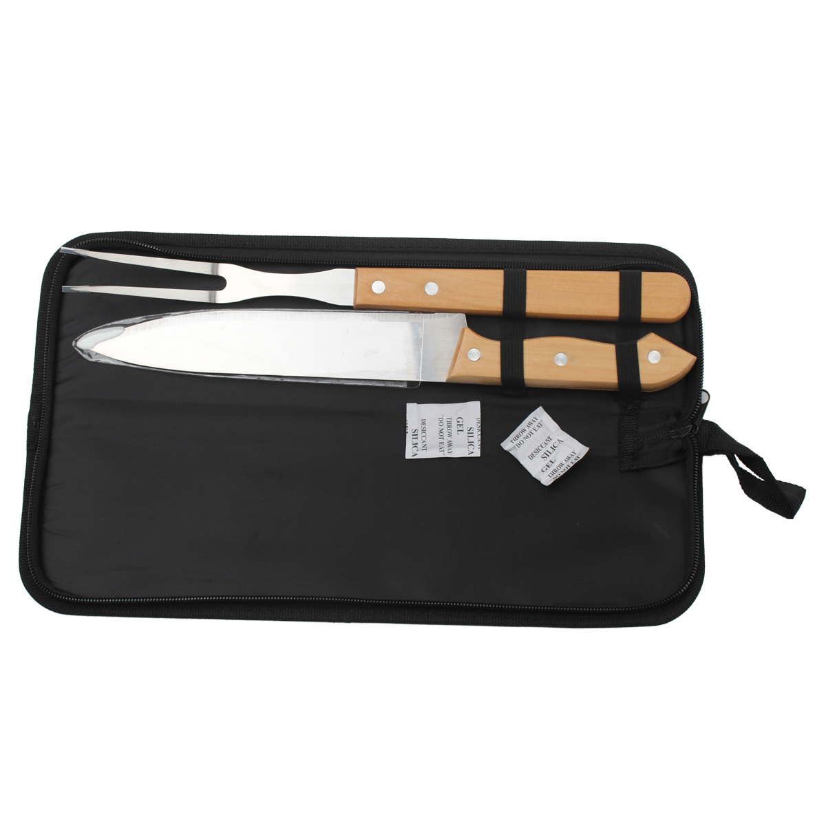 Wooden-handle Cutlery Set w/black bag