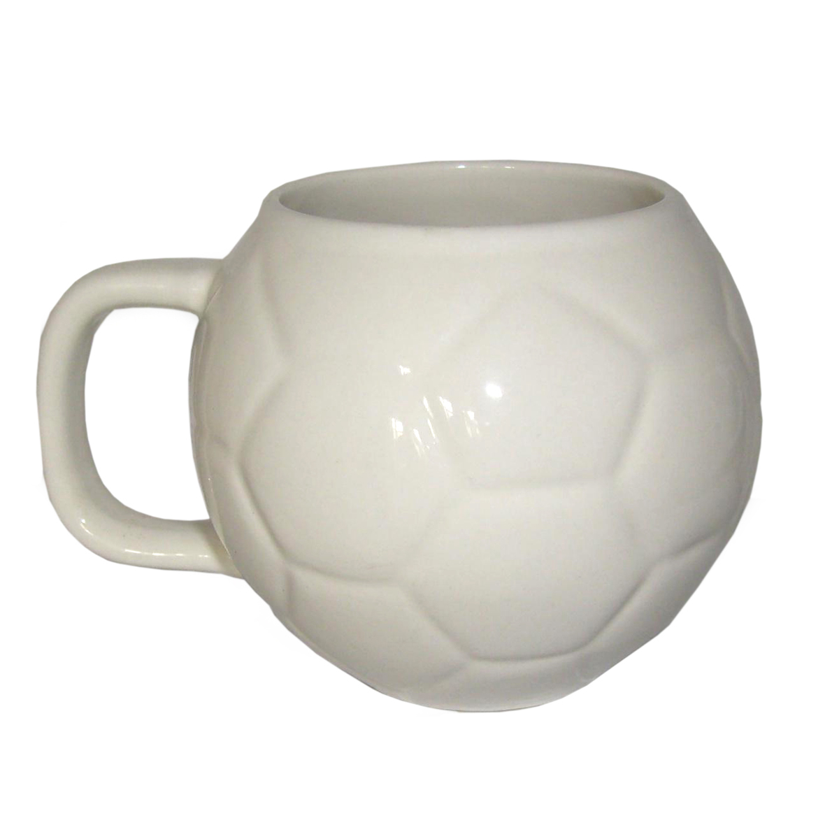 Football shaped white ceramic mug
