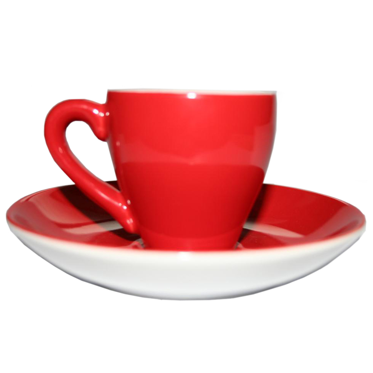 Color glazed mug with saucer