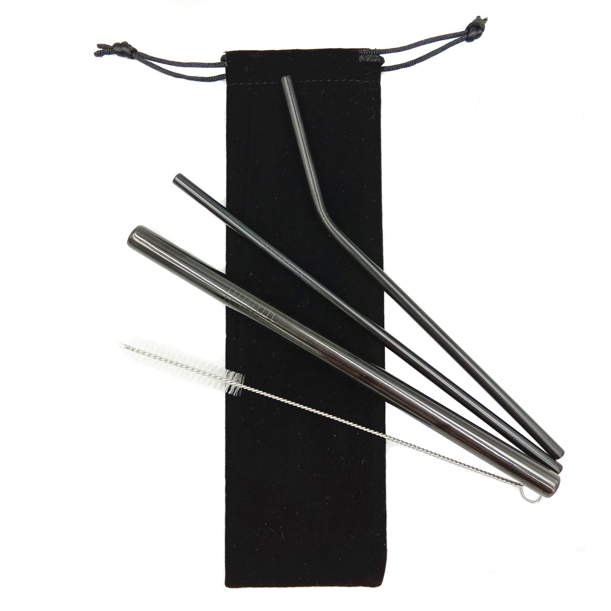 Black Stainless Steel Straw Set