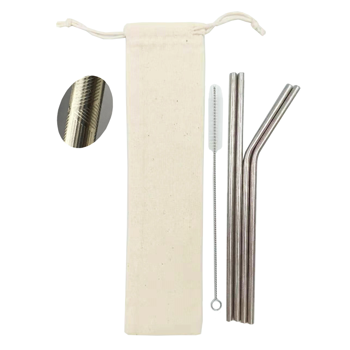 Stainless Steel Straw Set with decorative pattern