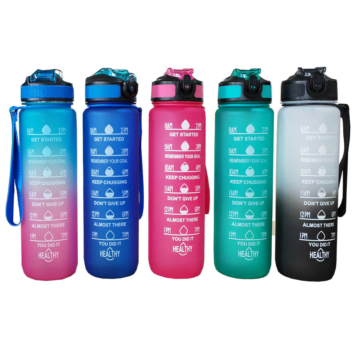 1000ml frosted gradient color bottle with scale marker